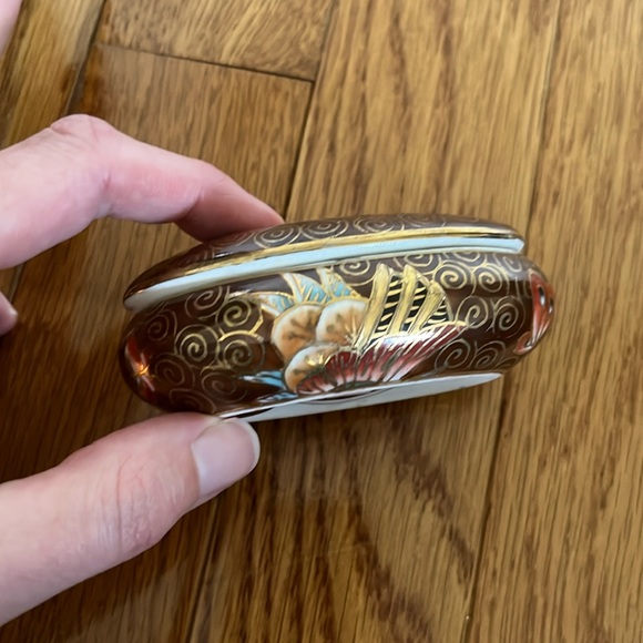 Vintage Ceramic Gold Trim Cloisonné Oblong Egg Jewellery Trinkets Keepsake Box - Picture 4 of 10